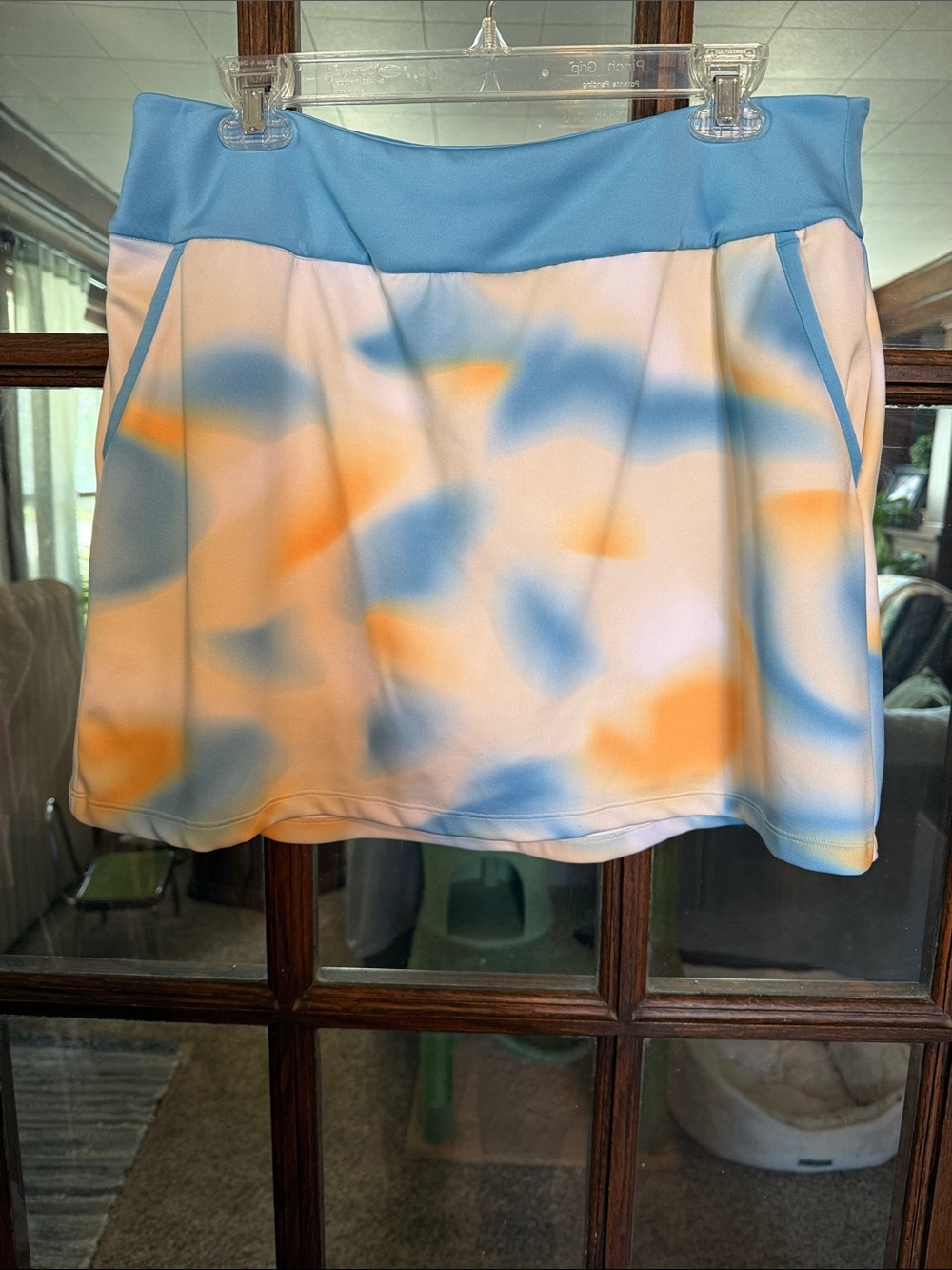 Adidas Golf Skort Womens Large Blue Orange Watercolor Tie Dye Athletic Skirt